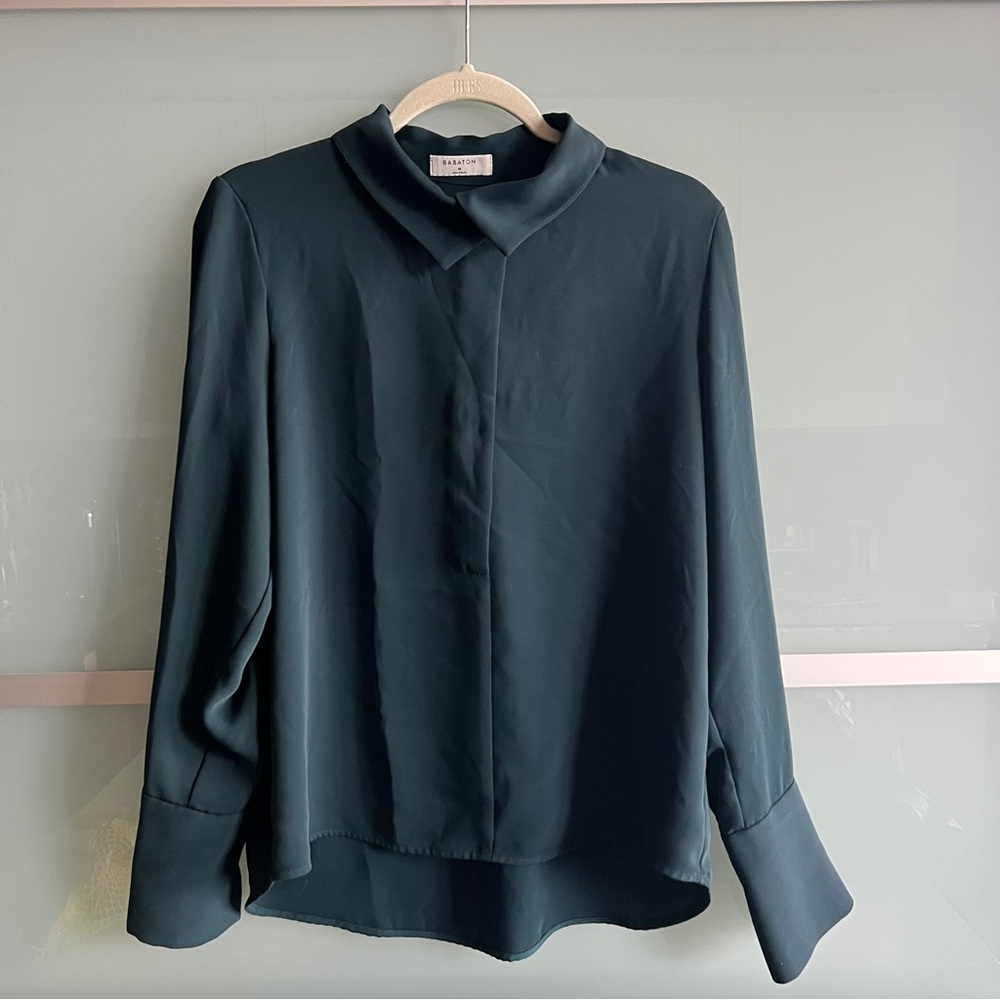 Babaton Long Sleeve Blouse Dark Green